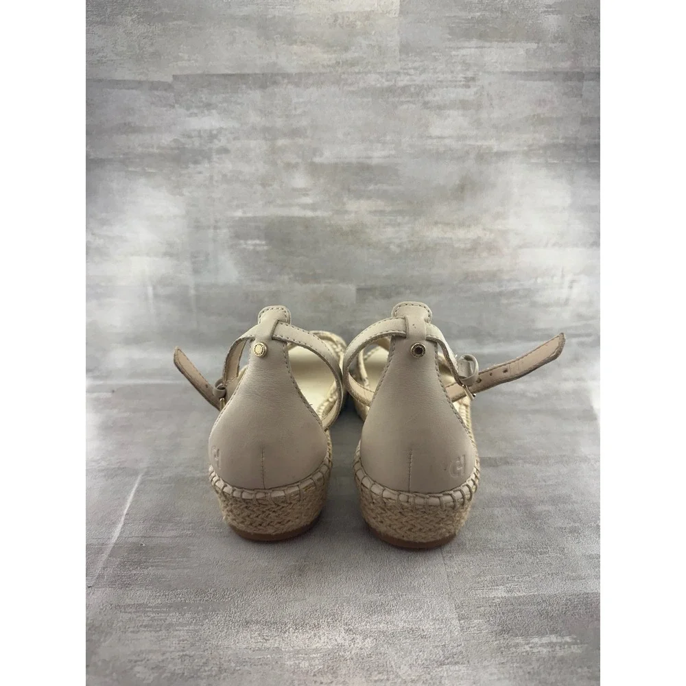 Cole Haan Grand Snake Print Espadrille Wedge Sandals Beige W17079 Women Sz 7.5